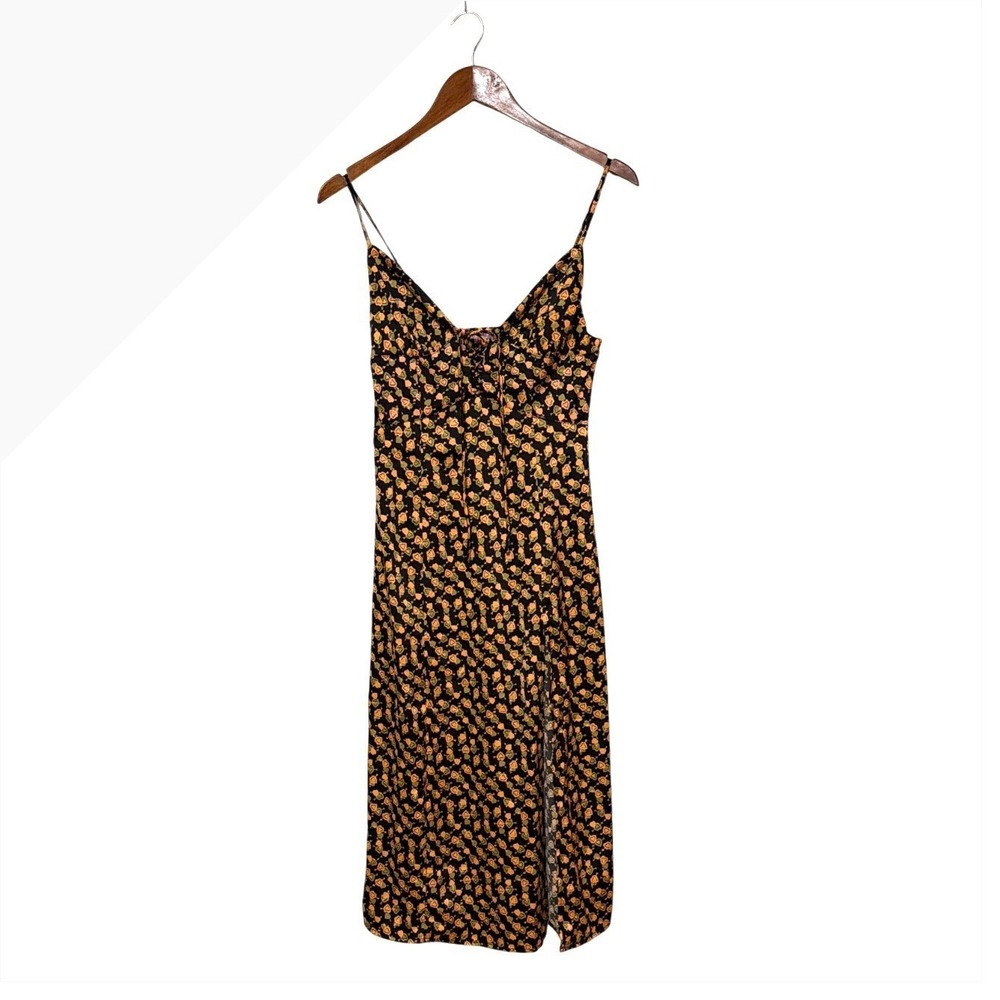 Y2K Urban Outfitters Floral Midi Dress Slit Spaghetti Straps Smocking Babydoll